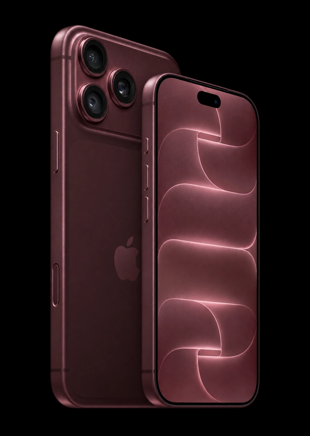 Apple product image of iPhone 18 Pro and Pro Max in Burgundy